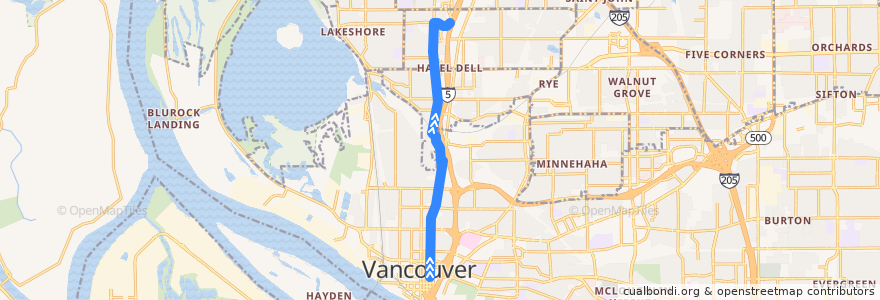 Mapa del recorrido Bus 31: Vancouver City Center => 99th Street Transit Center de la línea  en Clark County.