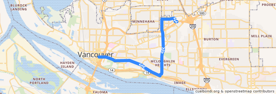 Mapa del recorrido Bus 32: Vancouver Mall Transit Center => Vancouver City Center de la línea  en Vancouver.