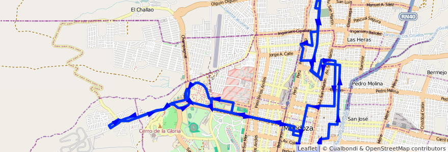 Mapa del recorrido 112 - B° La Favorita - U.N.C. - Gral. Paz - Expreso de la línea G03 en Departamento Capital.