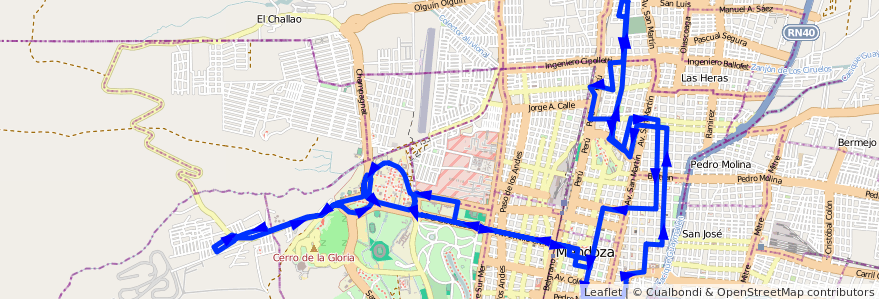 Mapa del recorrido 112 - B° La Favorita - U.N.C. por Hospital Central de la línea G03 en Departamento Capital.