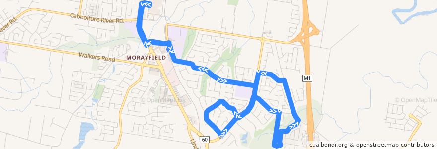 Mapa del recorrido Morayfield Station, Morayfield Shops (Loop) de la línea  en City of Moreton Bay.