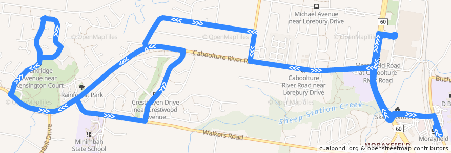 Mapa del recorrido Morayfield station to Upper Caboolture de la línea  en City of Moreton Bay.