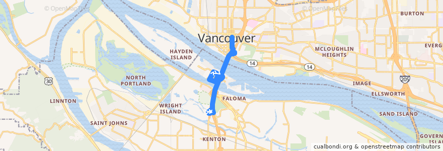 Mapa del recorrido Bus 60: Delta Park => Vancouver City Center de la línea  en United States.