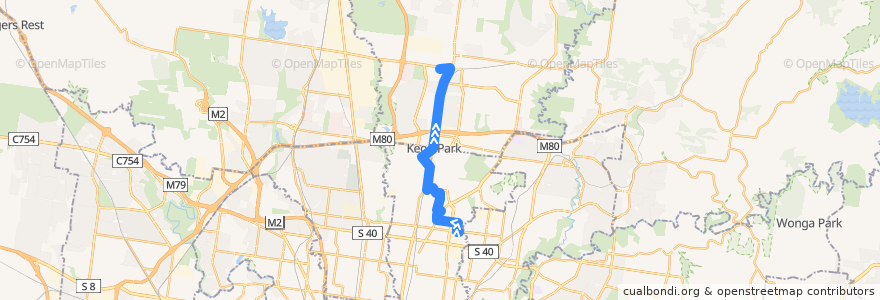 Mapa del recorrido Bus 555: Northland SC => Reservoir & Thomastown & Lalor => Epping Plaza de la línea  en Melbourne.