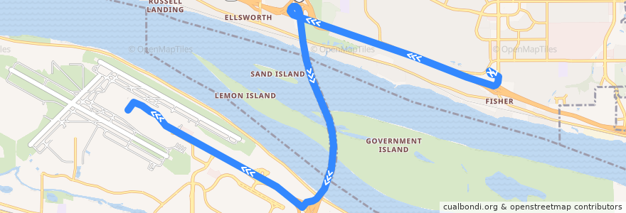 Mapa del recorrido Bus 67: Fisher's Landing Transit Center => Portland Airport de la línea  en United States.