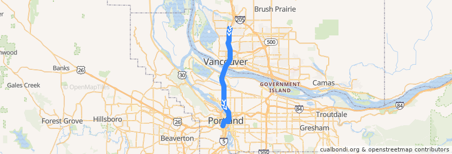 Mapa del recorrido Bus 199: 99th Street Transit Center => Portland de la línea  en Stati Uniti d'America.