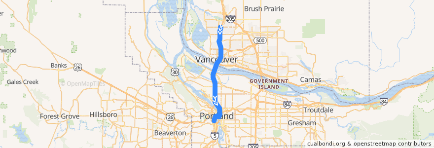 Mapa del recorrido Bus 199: 99th Street Transit Center => Portland de la línea  en Amerika Birleşik Devletleri.