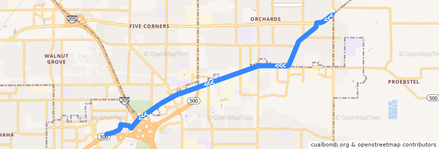 Mapa del recorrido Bus 74: 162nd Avenue => Vancouver Mall Transit Center de la línea  en Clark County.