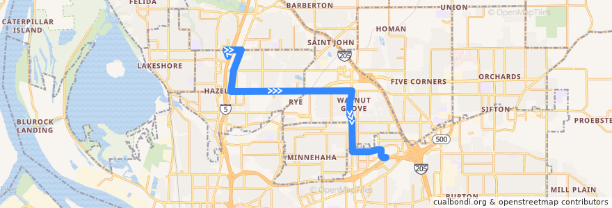 Mapa del recorrido Bus 78: 99th Street Transit Center => Vancouver Mall Transit Center de la línea  en Clark County.