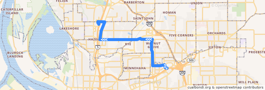 Mapa del recorrido Bus 78: Vancouver Mall Transit Center => 99th Street Transit Center de la línea  en Clark County.