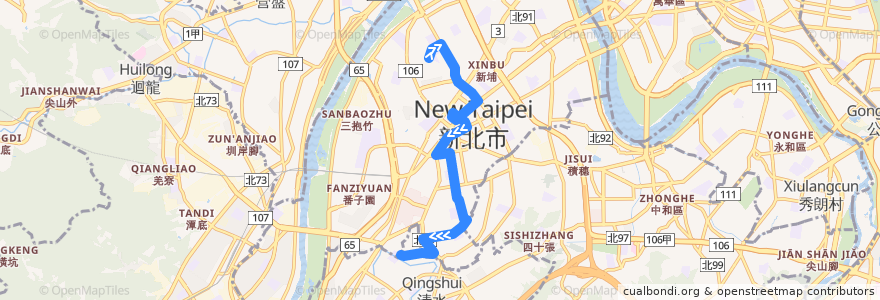 Mapa del recorrido 新北市 藍32 信義國小-聯合醫院板橋院區(返程) de la línea  en Panchiao.