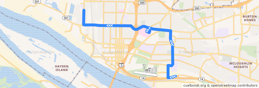 Mapa del recorrido Bus 6: WSDOT Park & Ride => Fruit Valley Road de la línea  en Vancouver.