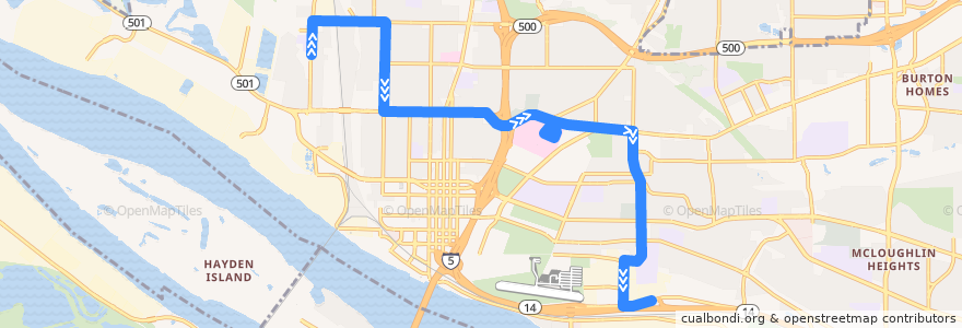 Mapa del recorrido Bus 6: Fruit Valley Road => WSDOT Park & Ride de la línea  en Vancouver.