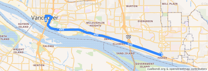 Mapa del recorrido Bus 41: Fisher's Landing => Vancouver City Center de la línea  en Vancouver.