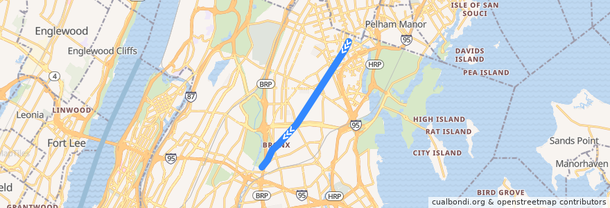 Mapa del recorrido NYCS - 5 Train (late nights): Eastchester–Dyre Avenue → East 180th Street de la línea  en The Bronx.