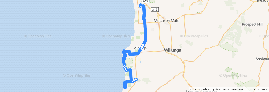 Mapa del recorrido Bus 750X - Sellicks Beach to Seaford Interchange (Express) de la línea  en City of Onkaparinga.