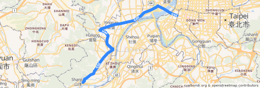 Mapa del recorrido 新北市 799 樹林-台北(經大安路)(回程) de la línea  en Neu-Taipeh.