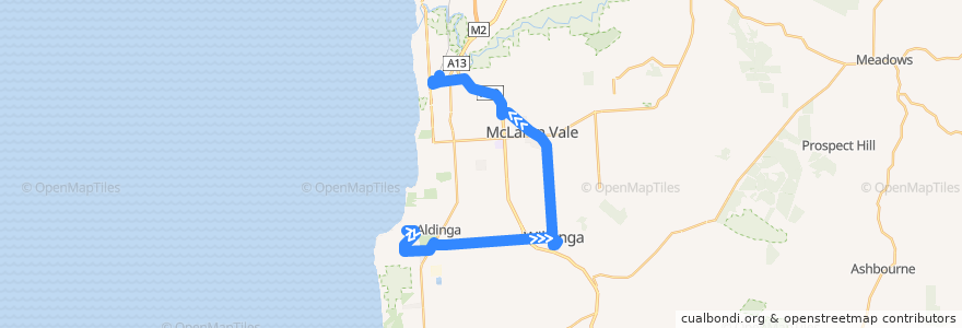 Mapa del recorrido Bus 756 - Port Willunga to Seaford Centre Interchange de la línea  en City of Onkaparinga.