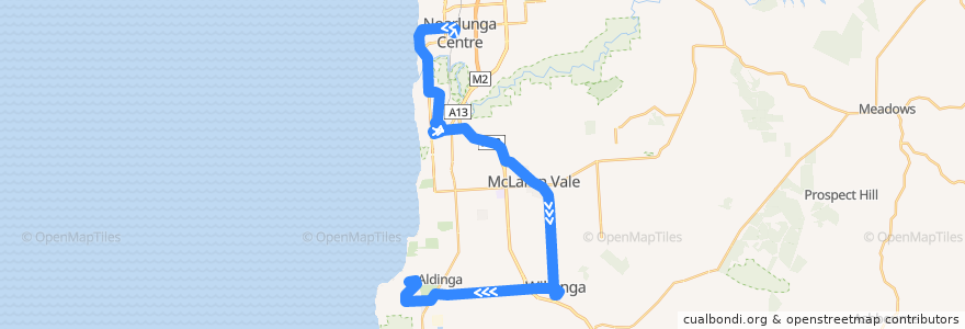 Mapa del recorrido Bus 756 - Norlunga Centre Interchange to Port Willunga de la línea  en City of Onkaparinga.