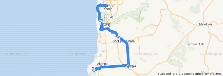 Mapa del recorrido Bus 751 - Aldinga Shopping Centre to Colonnades Centre Interchange de la línea  en City of Onkaparinga.