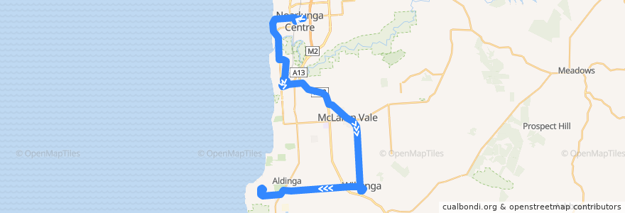 Mapa del recorrido Bus 751 - Colonnades Centre Interchange to Aldinga Shopping Centre de la línea  en City of Onkaparinga.