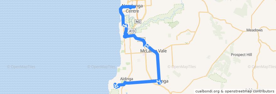 Mapa del recorrido Bus 751H - Aldinga Shopping Centre to Noarlunga Hospital de la línea  en City of Onkaparinga.