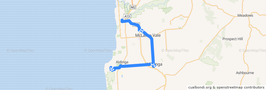 Mapa del recorrido Bus 751R - Aldinga Shopping Centre to Seaford Interchange de la línea  en City of Onkaparinga.