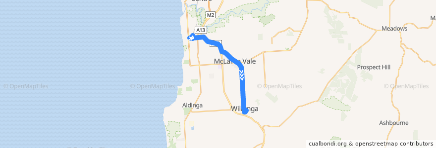 Mapa del recorrido Bus 751W - Seaford to Willunga de la línea  en City of Onkaparinga.