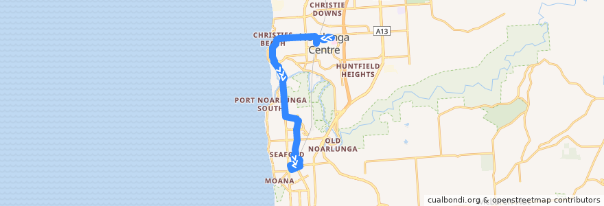 Mapa del recorrido Bus 751R - Colonnades Centre Interchange to Seaford Interchange de la línea  en City of Onkaparinga.