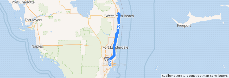 Mapa del recorrido Tri-Rail: Miami Airport => Mangonia Park de la línea  en Florida.
