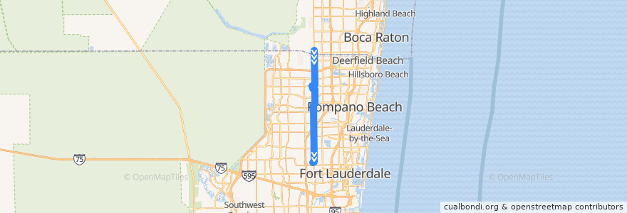 Mapa del recorrido BCT 19: Boca Raton Sandalfoot => Lauderhill Mall de la línea  en Broward County.
