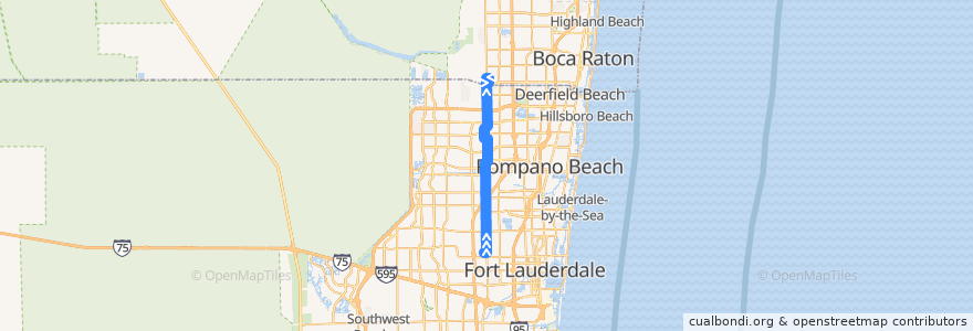 Mapa del recorrido BCT 19: Lauderhill Mall => Boca Raton Sandalfoot de la línea  en Broward County.