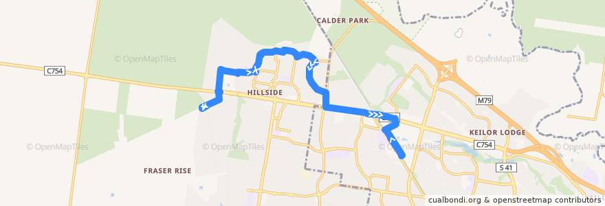 Mapa del recorrido Bus 463: Hillside => Langmore Drive => Watergardens Station de la línea  en Мельбурн.