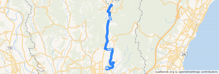 Mapa del recorrido 茨城交通バス太田61系統 機初小学校⇒造宗 de la línea  en 常陸太田市.