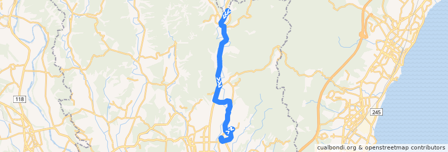 Mapa del recorrido 茨城交通バス太田61系統 造宗⇒機初小学校 de la línea  en 常陸太田市.