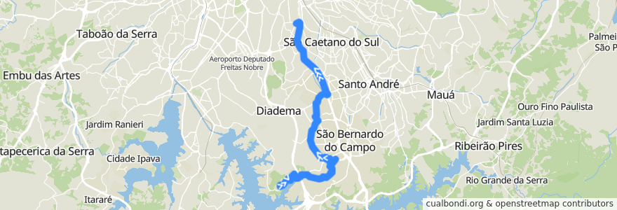 Mapa del recorrido 004 São Paulo (Terminal Sacomã) de la línea  en Região Imediata de São Paulo.