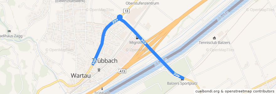 Mapa del recorrido Bus 13: Trübbach Post => Schaanwald Zollamt de la línea  en .