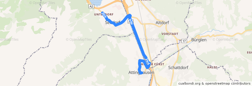 Mapa del recorrido Bus 3: Seedorf UR, Schloss A Pro => Attinghausen, Seilbahn de la línea  en Uri.