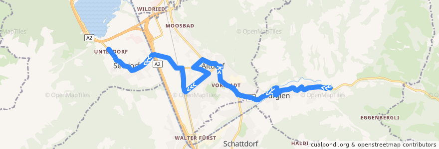 Mapa del recorrido Bus 3: Brügg (Bürglen UR) => Seedorf UR, Schloss A Pro de la línea  en Ури.