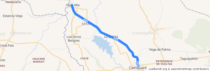 Mapa del recorrido Camajuaní-Vega Alta de la línea  en Camajuaní.