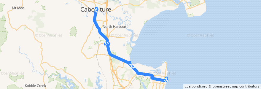 Mapa del recorrido Bus 660: Redcliffe => Caboolture station de la línea  en City of Moreton Bay.