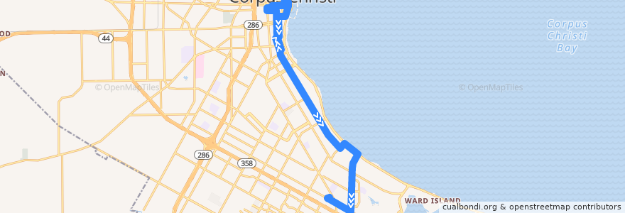 Mapa del recorrido Santa Fe / Malls de la línea  en Corpus Christi.