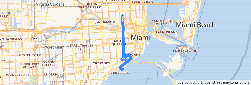 Mapa del recorrido MDT 12: Northside Station => Mercy Hospital de la línea  en Miami.