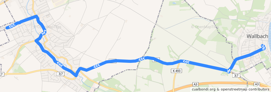 Mapa del recorrido Bus 90: Wallbach, Gemeindehaus => Möhlin, Bahnhof de la línea  en Bezirk Rheinfelden.