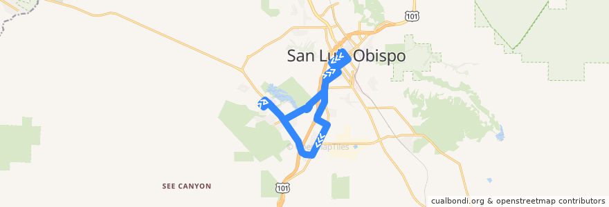 Mapa del recorrido Bus 2A de la línea  en San Luis Obispo.