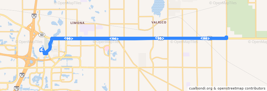 Mapa del recorrido HART route 46 de la línea  en Hillsborough County.