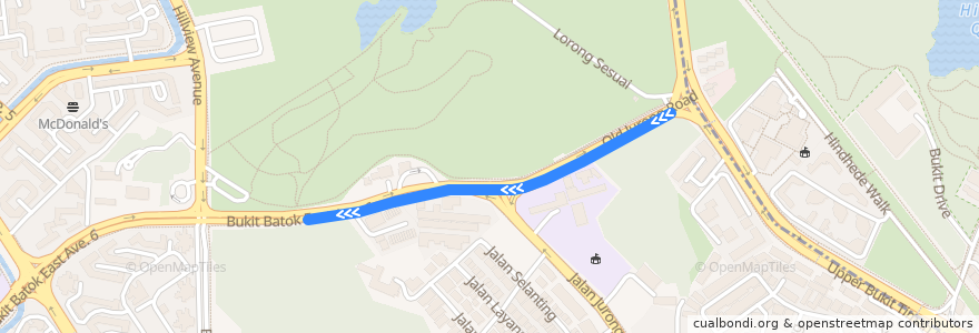 Mapa del recorrido Svc 178 (Woodlands Temporary Interchange => Boon Lay Interchange) de la línea  en Southwest.