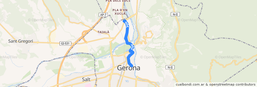 Mapa del recorrido ES_Girona_L2_forward de la línea  en 赫罗纳.