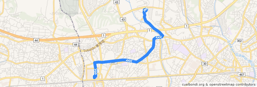 Mapa del recorrido 辻堂31系統 de la línea  en 藤沢市.