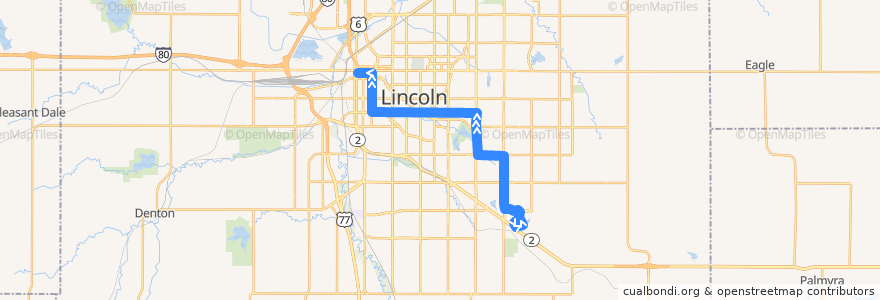 Mapa del recorrido Bus #40 – Heart Hospital - Inbound de la línea  en Lincoln.